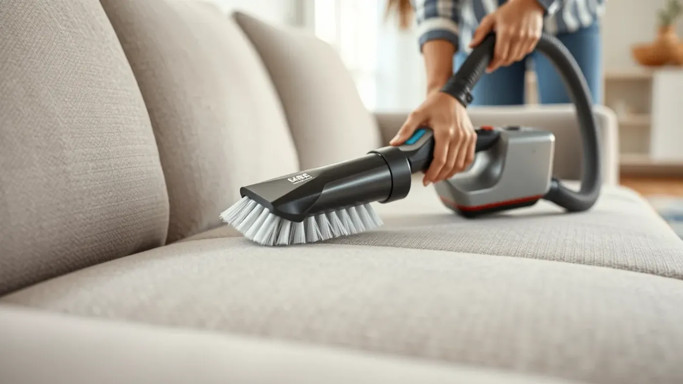 hút bụi khe ghế bằng đầu chổi mềm