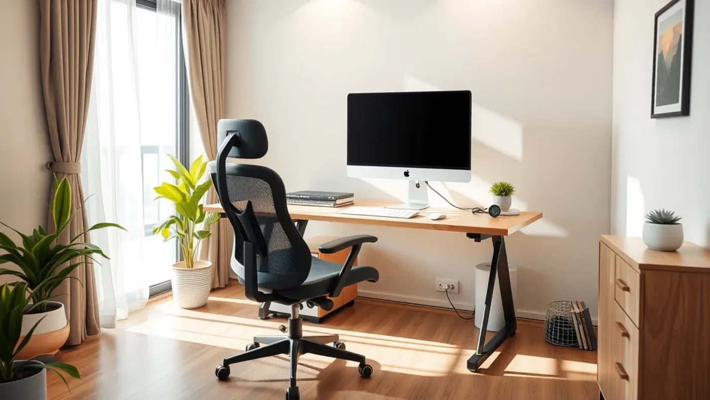 bàn ghế làm việc đúng tư thế trong căn hộ