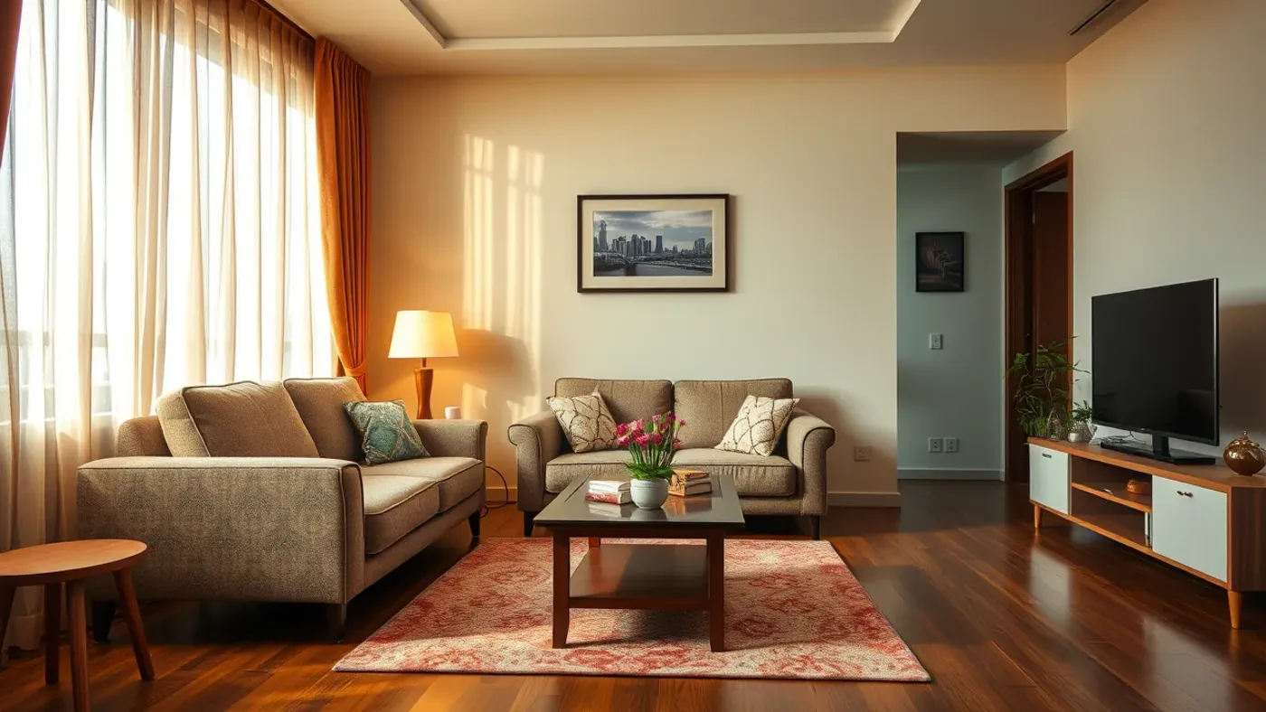sofa băng trong phòng khách căn hộ Việt