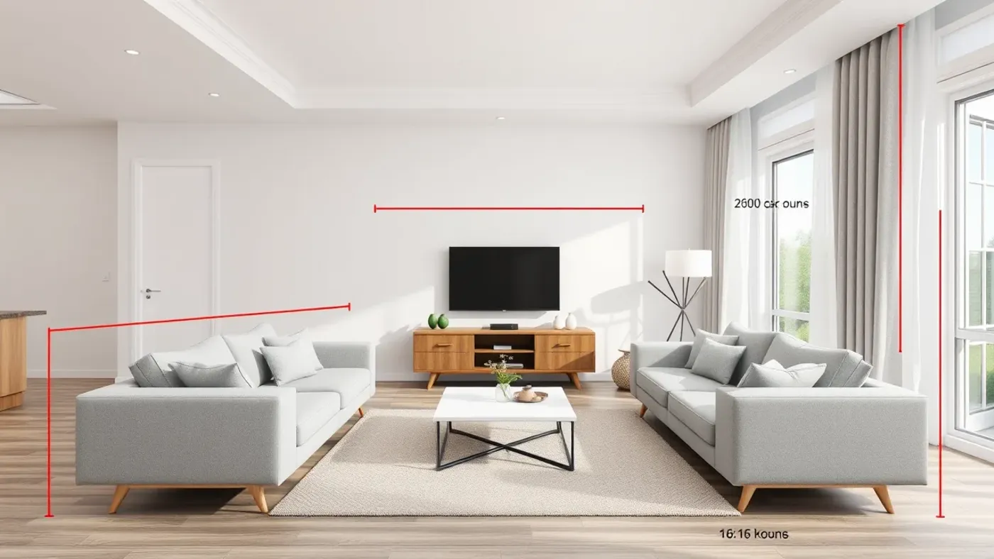 khoảng trống quanh sofa và bàn trà