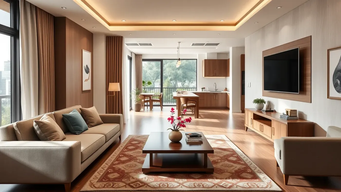 thiết kế phòng khách có lối đi thông thoáng